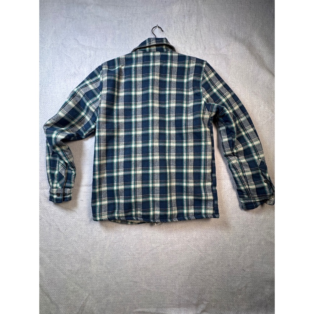 Jack South New York Mens Plaid Sherpa Lined Flannel Shirt Jacket Blue Green S - Picture 3 of 6